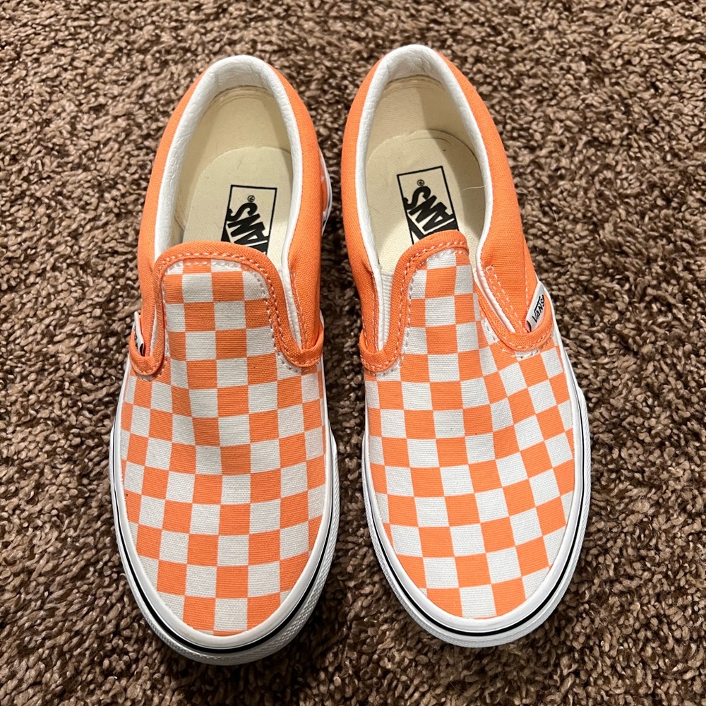 Vans Kids Orange and White Checkered Sneakers